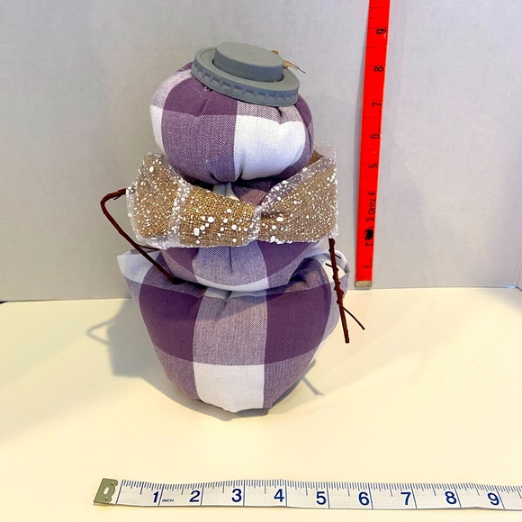 Other - Snowman Plaid Fabric Stuffed Light Purple White